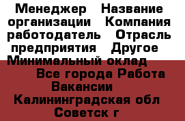 Менеджер › Название организации ­ Компания-работодатель › Отрасль предприятия ­ Другое › Минимальный оклад ­ 15 000 - Все города Работа » Вакансии   . Калининградская обл.,Советск г.